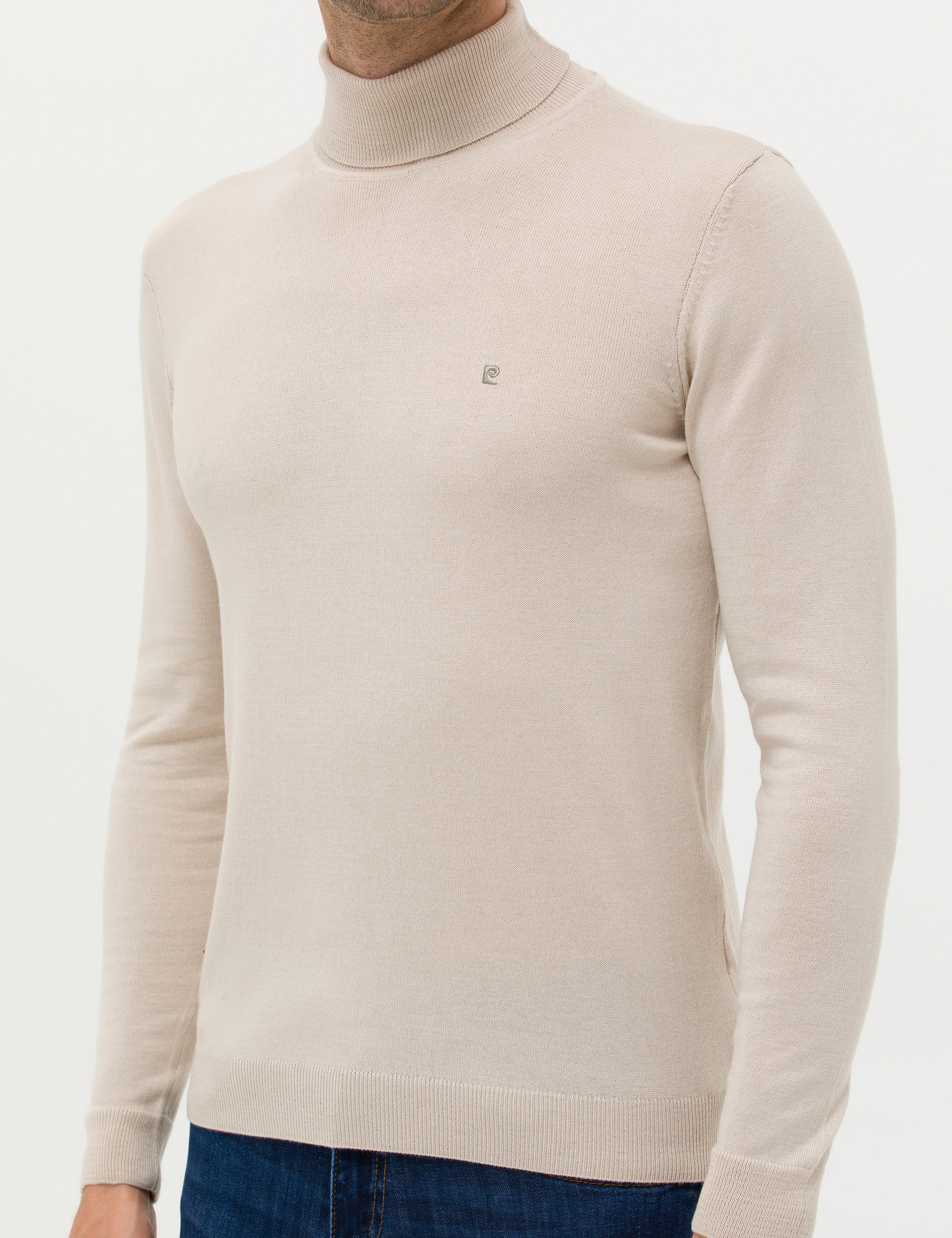 Kum Melanj Slim Fit Balıkçı Yaka Basic Triko Kazak - Image 6