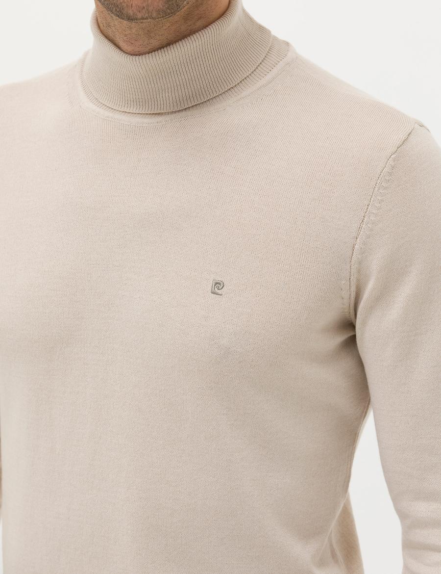 Kum Melanj Slim Fit Balıkçı Yaka Basic Triko Kazak