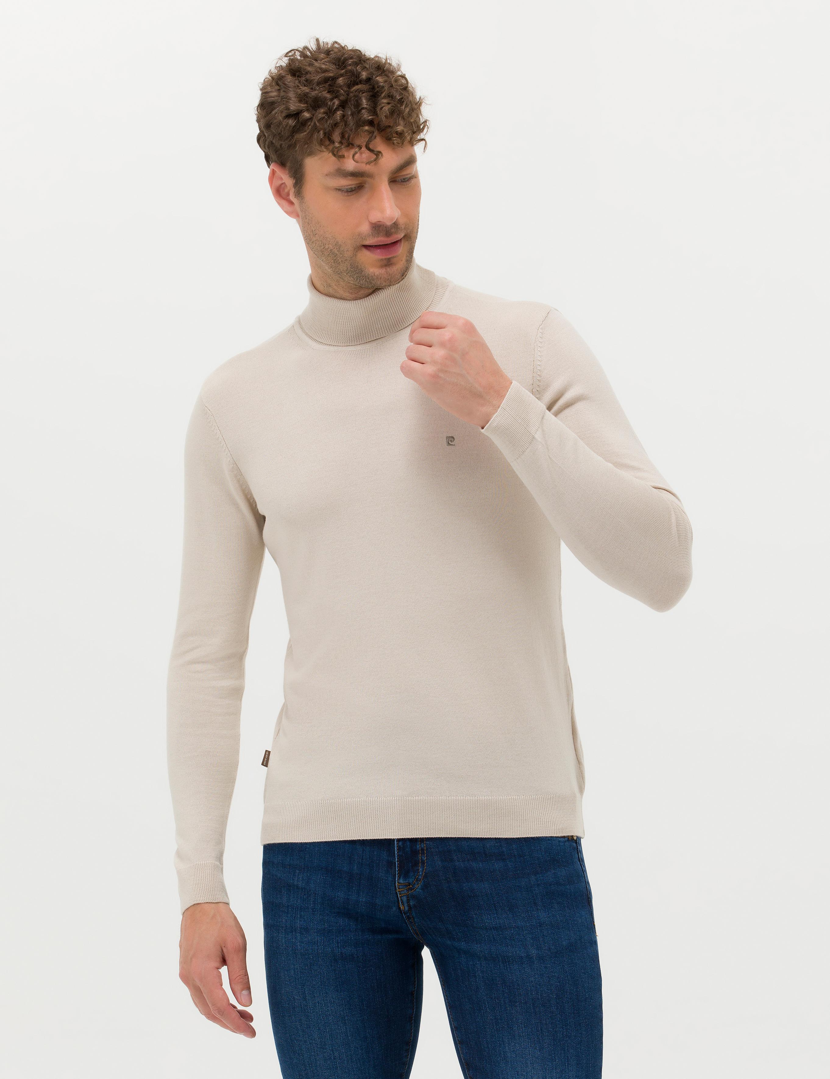 Kum Melanj Slim Fit Balıkçı Yaka Basic Triko Kazak