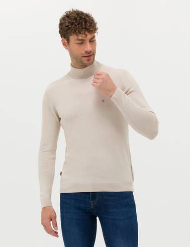 Kum Melanj Slim Fit Balıkçı Yaka Basic Triko Kazak