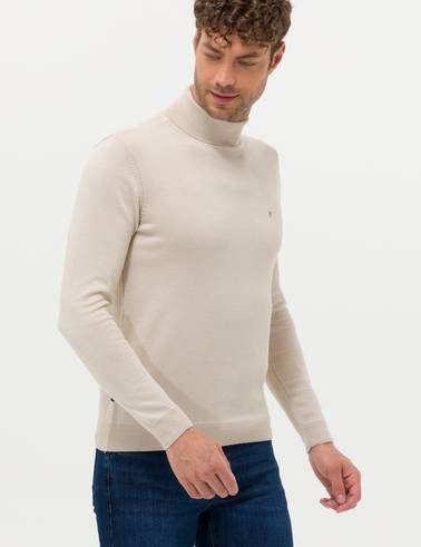 Kum Melanj Slim Fit Balıkçı Yaka Basic Triko Kazak