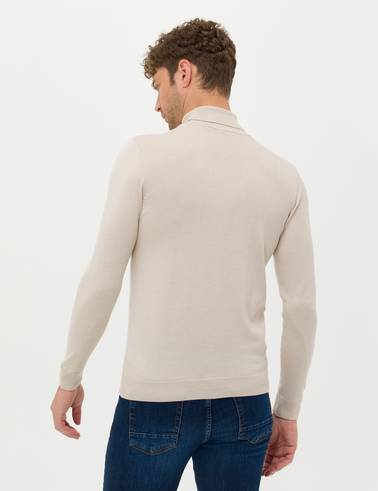 Kum Melanj Slim Fit Balıkçı Yaka Basic Triko Kazak