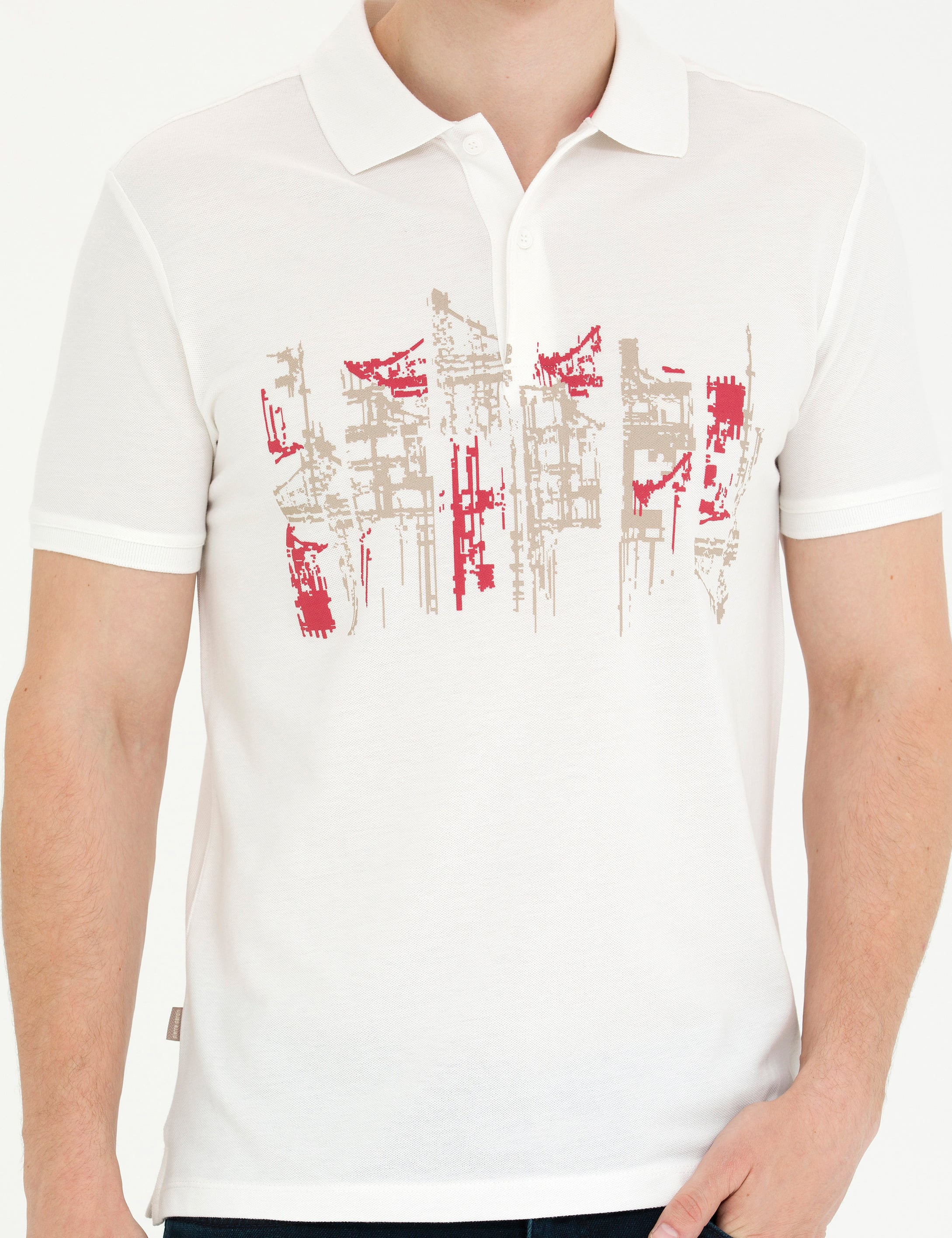 Ekru Slim Fit Polo Yaka Tişört