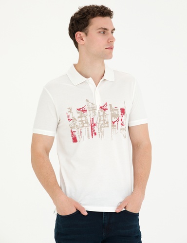 Ekru Slim Fit Polo Yaka Tişört