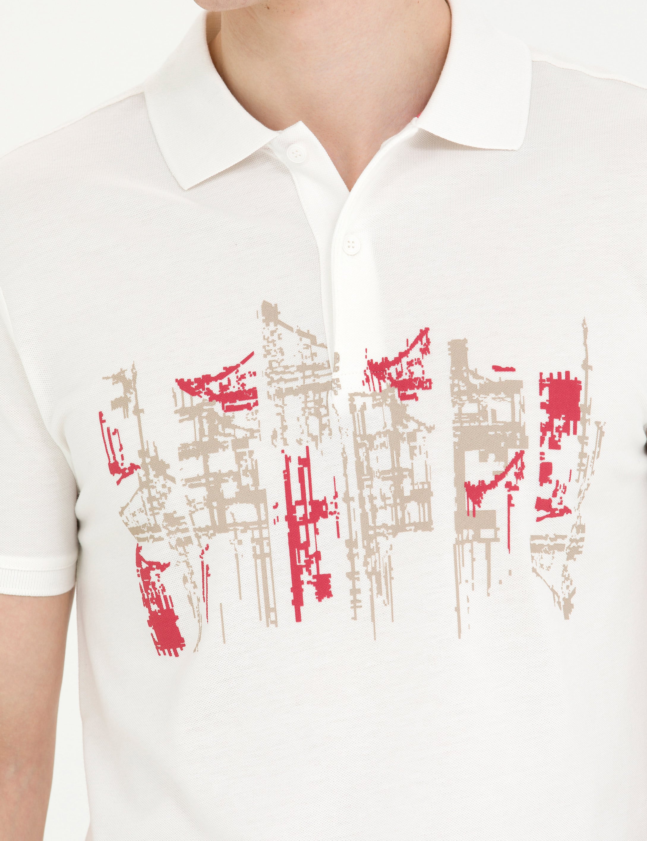 Ekru Slim Fit Polo Yaka Tişört