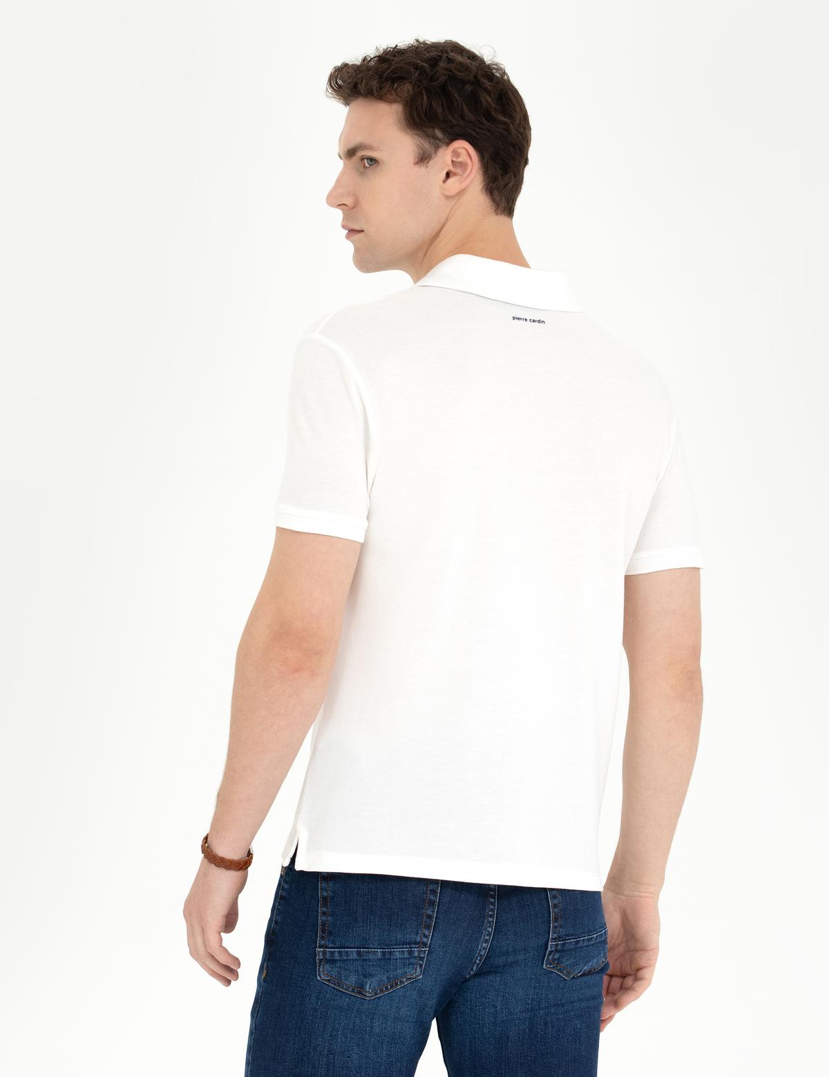 Beyaz Slim Fit Polo Yaka Tişört - 50273589019