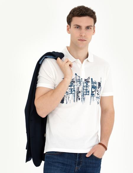 Beyaz Slim Fit Polo Yaka Tişört - 50273589019