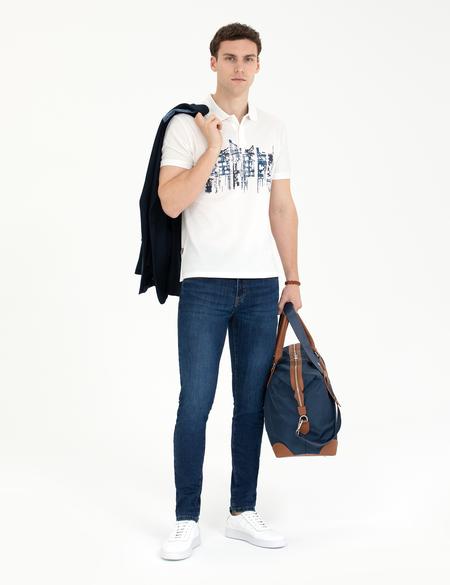 Beyaz Slim Fit Polo Yaka Tişört - 50273589019