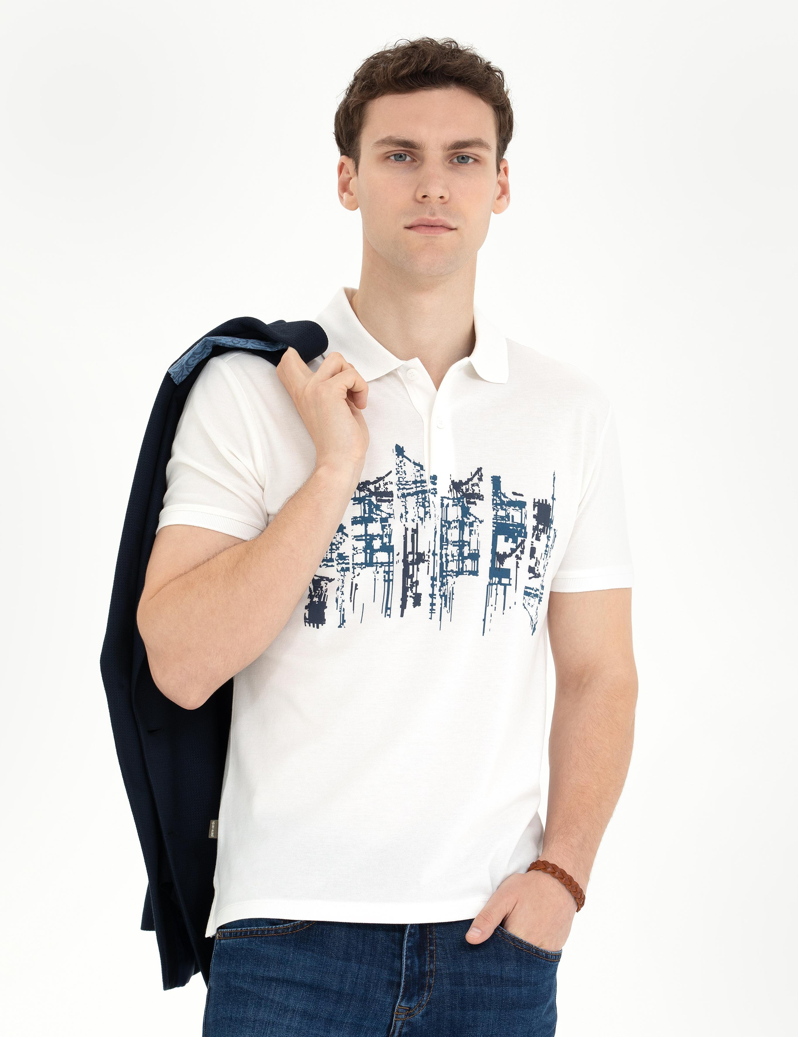 Beyaz Slim Fit Polo Yaka Tişört