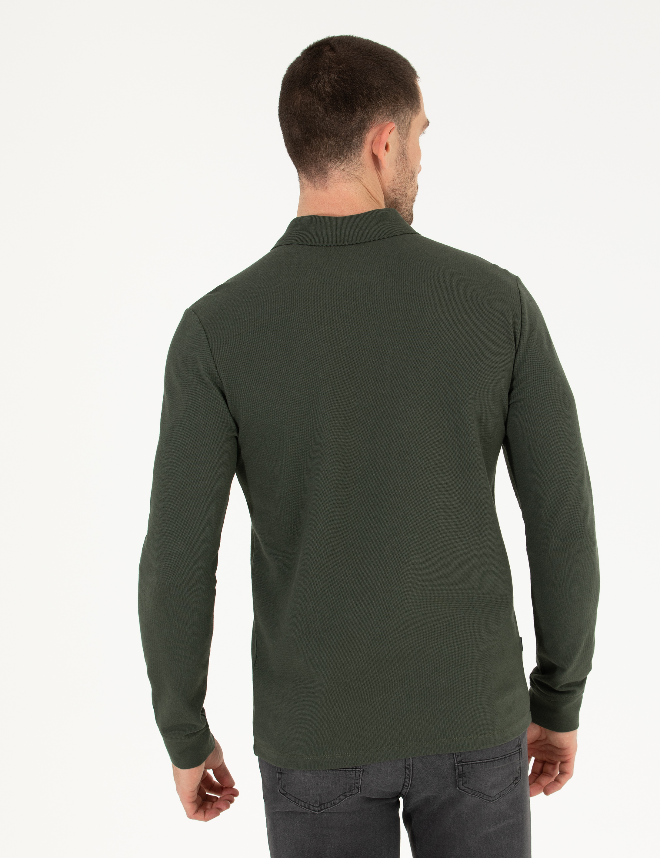Pierre Cardin Koyu Yeşil Slim Fit Basic Sweatshirt görsel 5