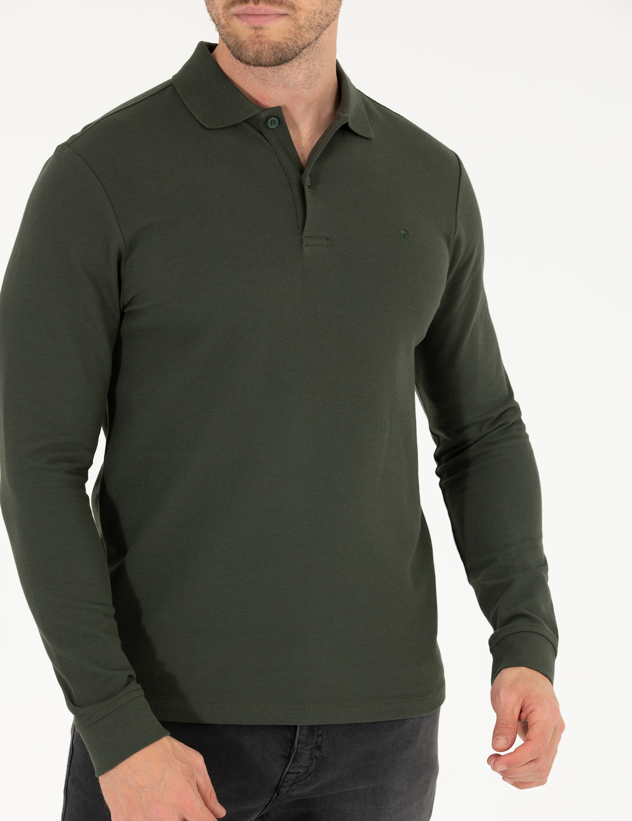 Pierre Cardin Koyu Yeşil Slim Fit Basic Sweatshirt görsel 6
