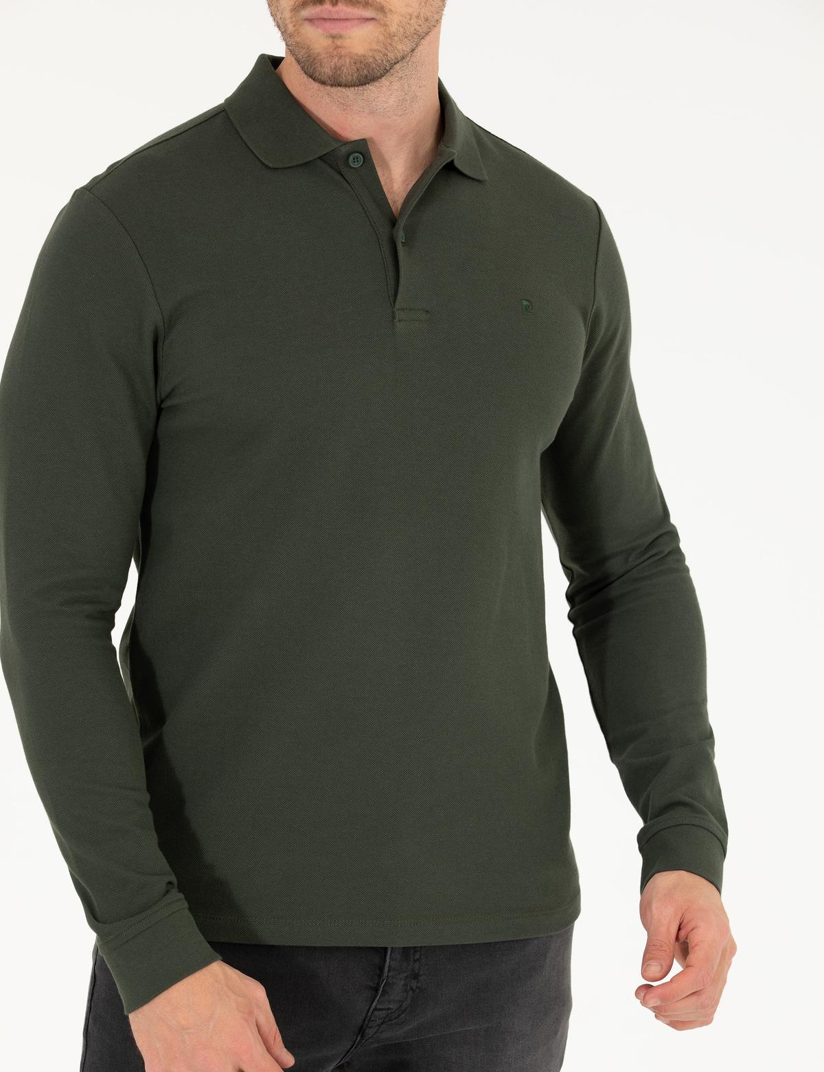 Koyu Yeşil Slim Fit Basic Sweatshirt - 50276035007