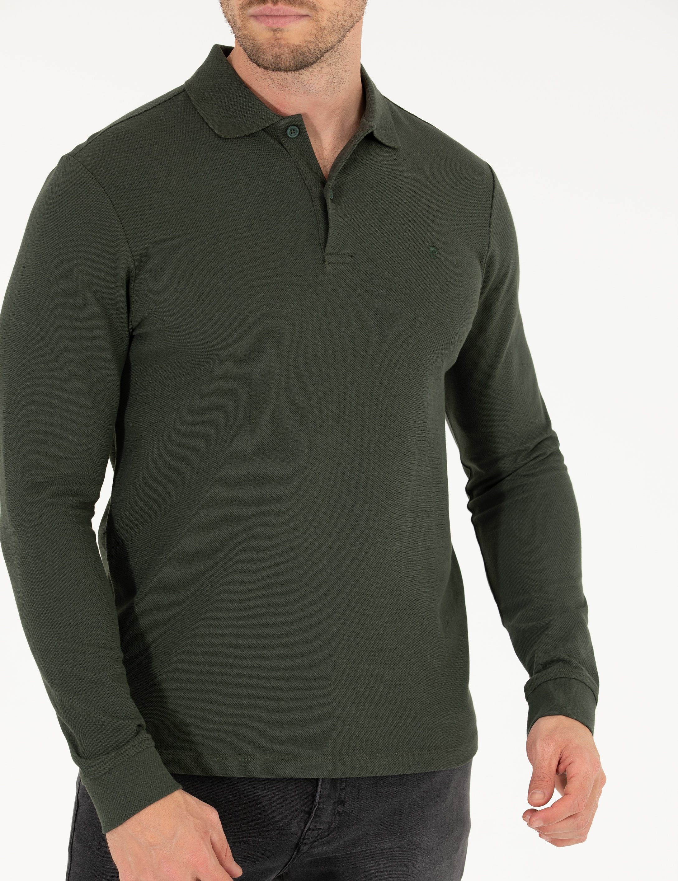Koyu Yeşil Slim Fit Basic Sweatshirt