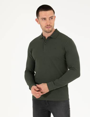 Koyu Yeşil Slim Fit Basic Sweatshirt