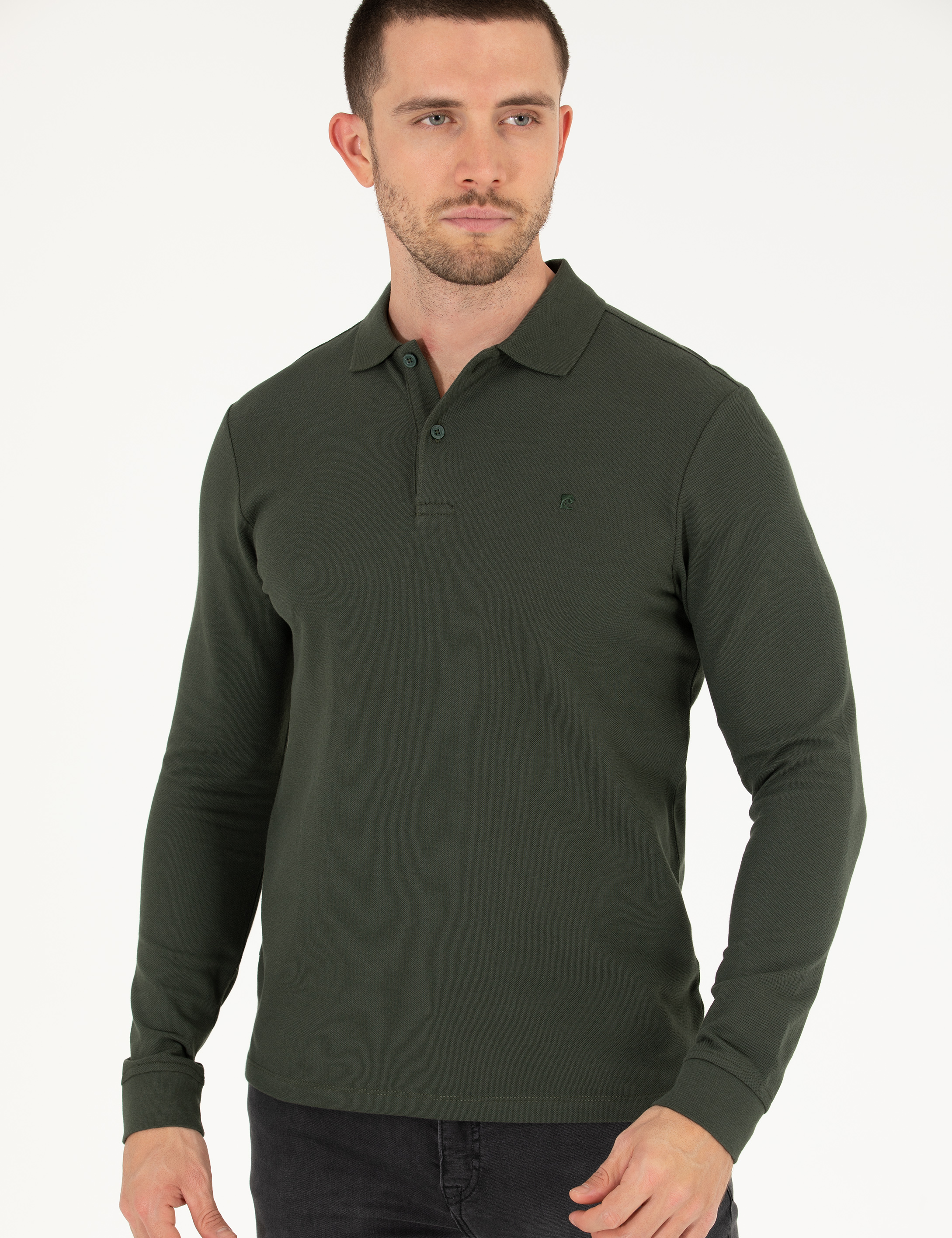 Pierre Cardin Koyu Yeşil Slim Fit Basic Sweatshirt görsel 4