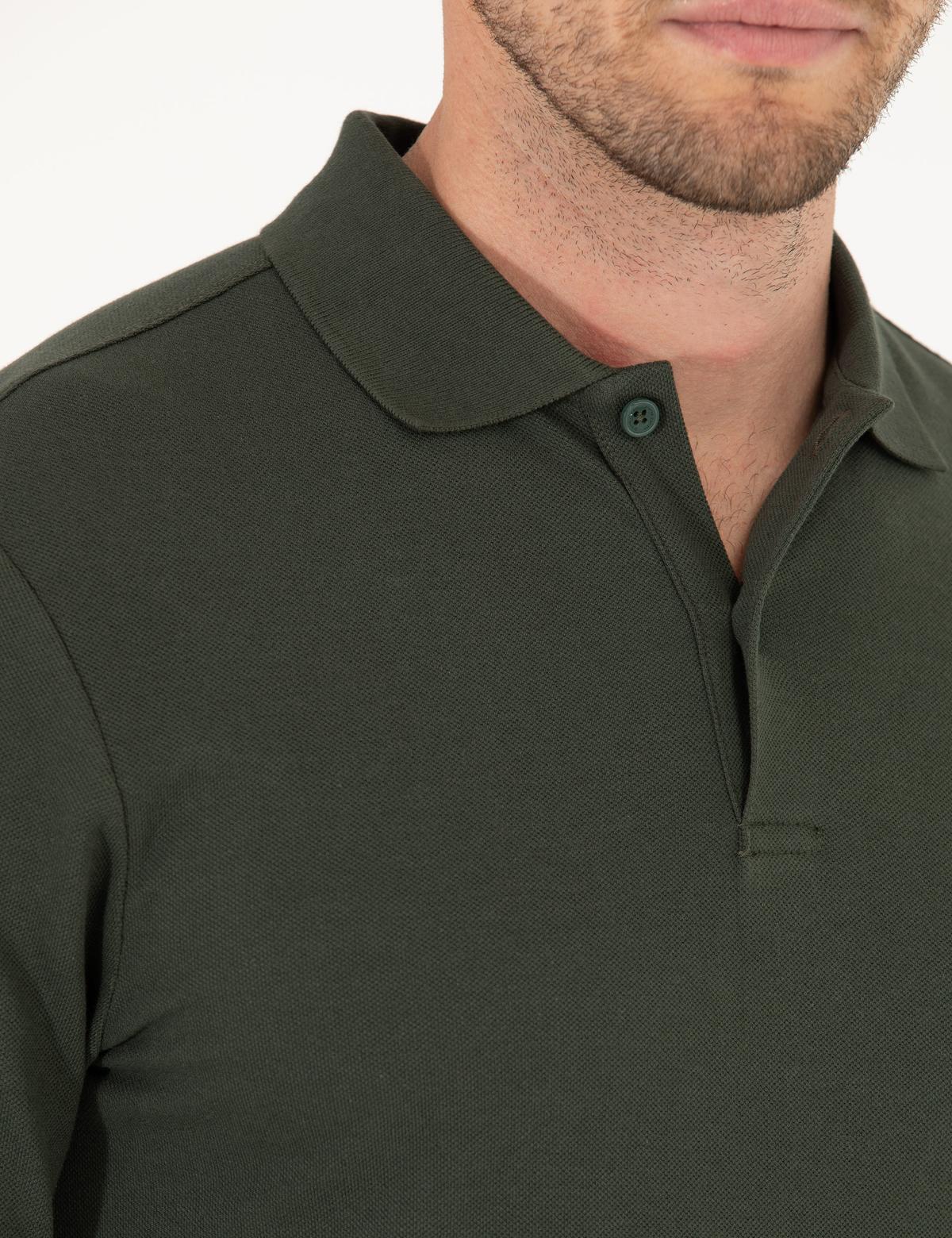 Koyu Yeşil Slim Fit Basic Sweatshirt - 50276035007