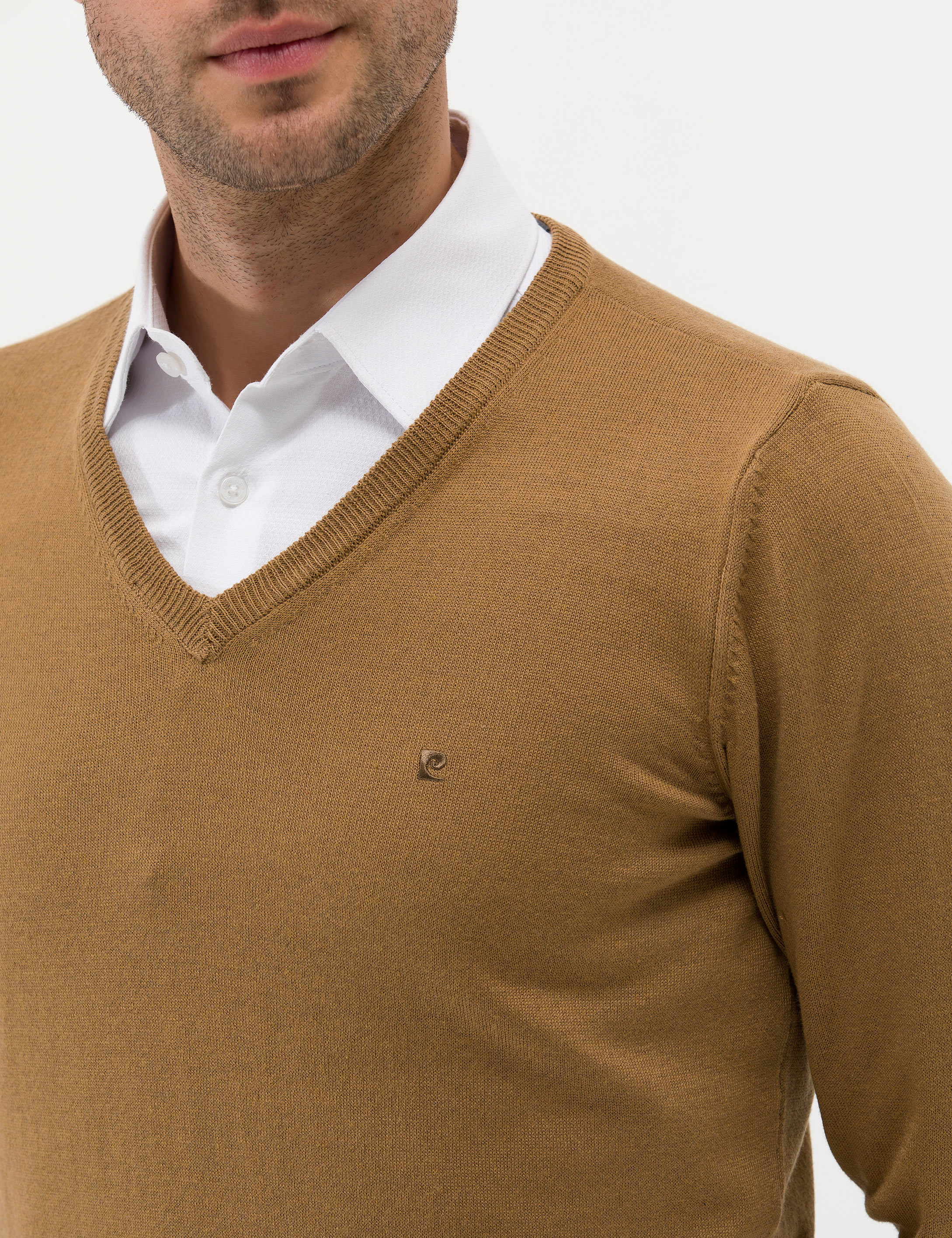 Camel Melanj Slim Fit V Yaka Basic Triko Kazak - Image 7