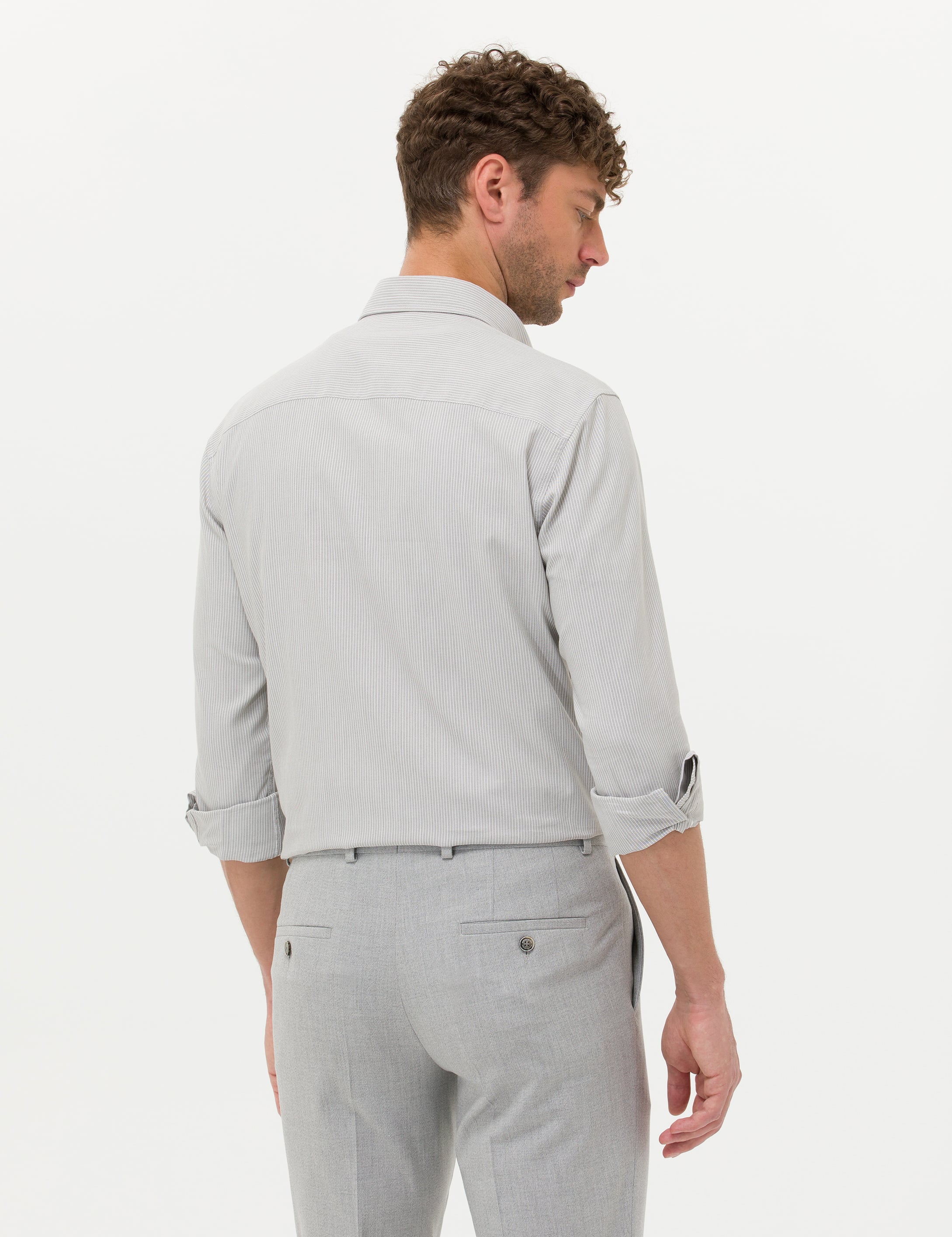 Bej Regular Fit Uzun Kollu Gömlek - Image 5