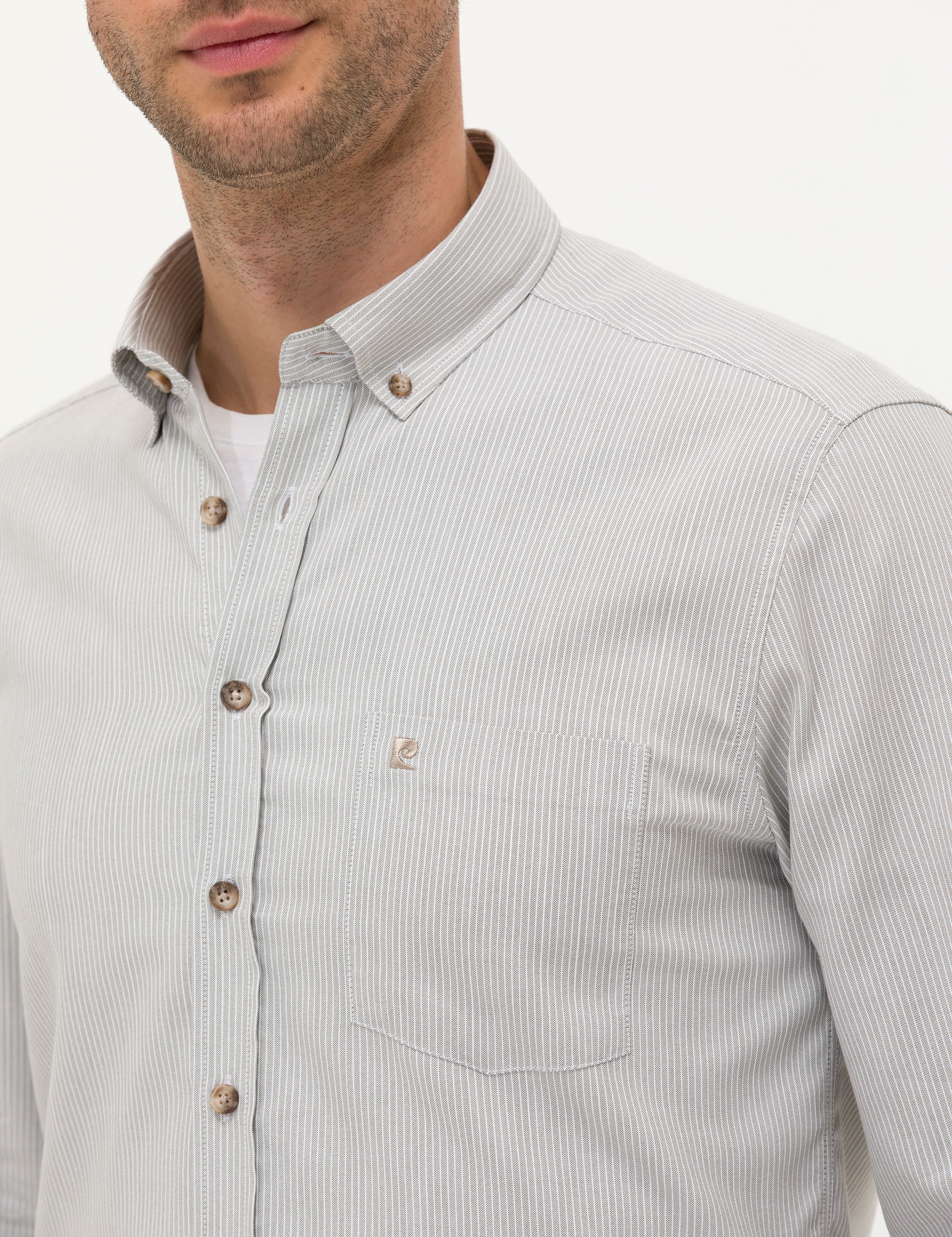 Bej Regular Fit Uzun Kollu Gömlek - Image 7