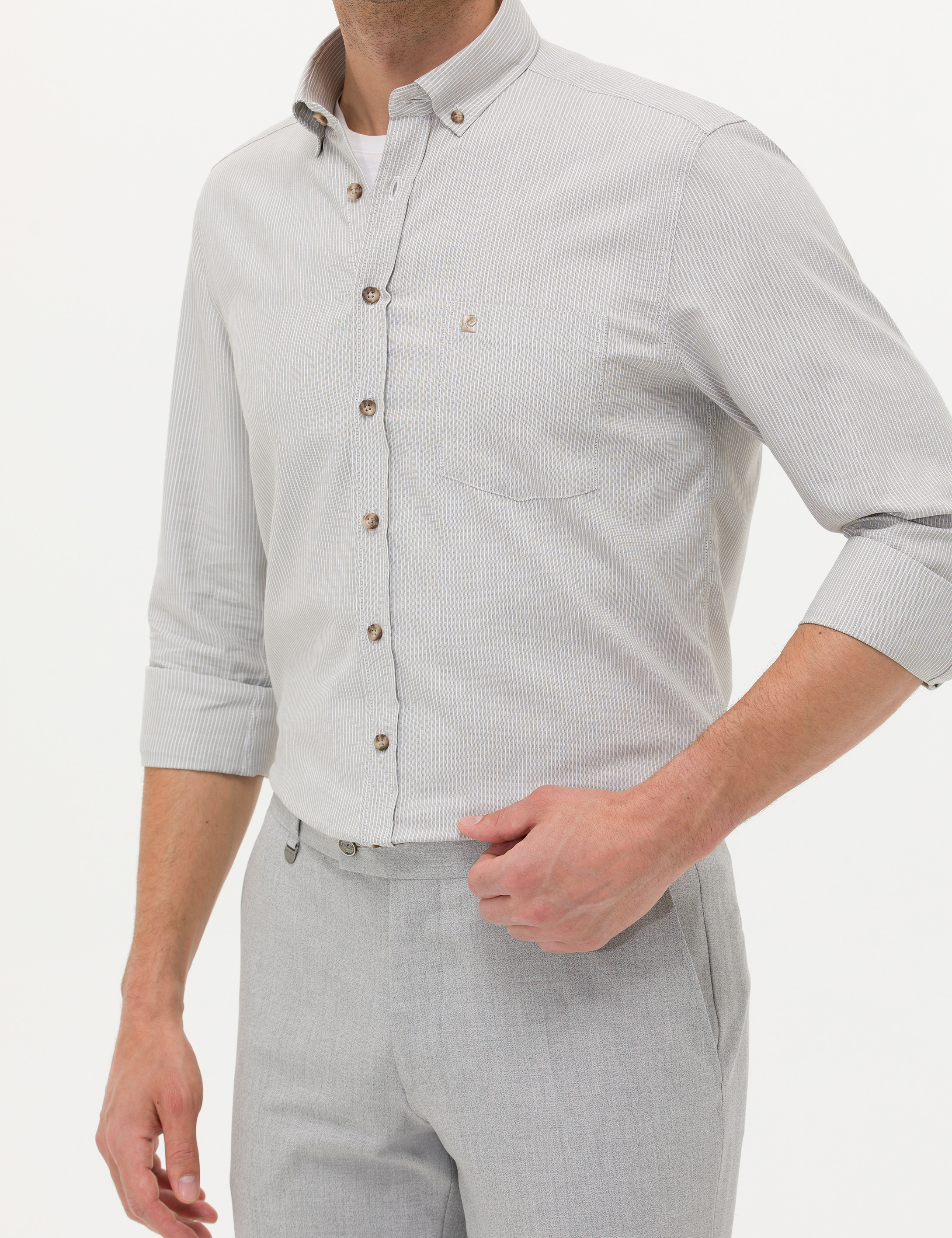 Bej Regular Fit Uzun Kollu Gömlek - Image 6
