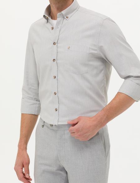 Bej Regular Fit Uzun Kollu Gömlek - 50276877026