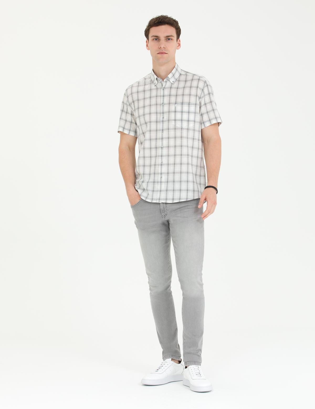 Gri Regular Fit Kısa Kollu Gömlek - 50265122033