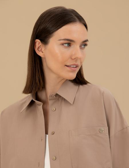 Camel Oversize Uzun Kollu Gömlek - 50262540036