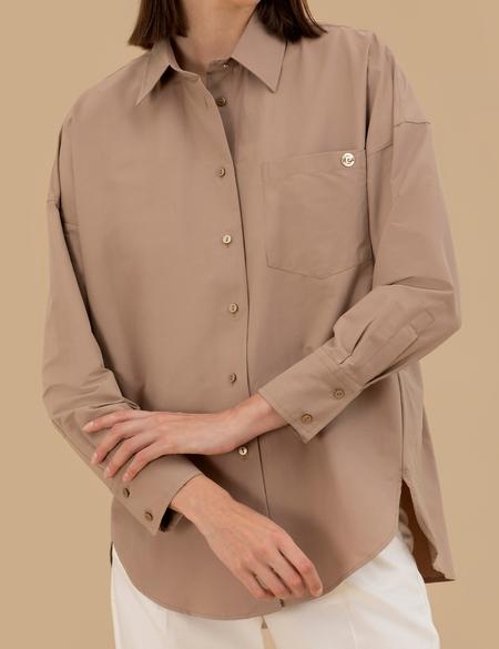 Camel Oversize Uzun Kollu Gömlek - 50262540036