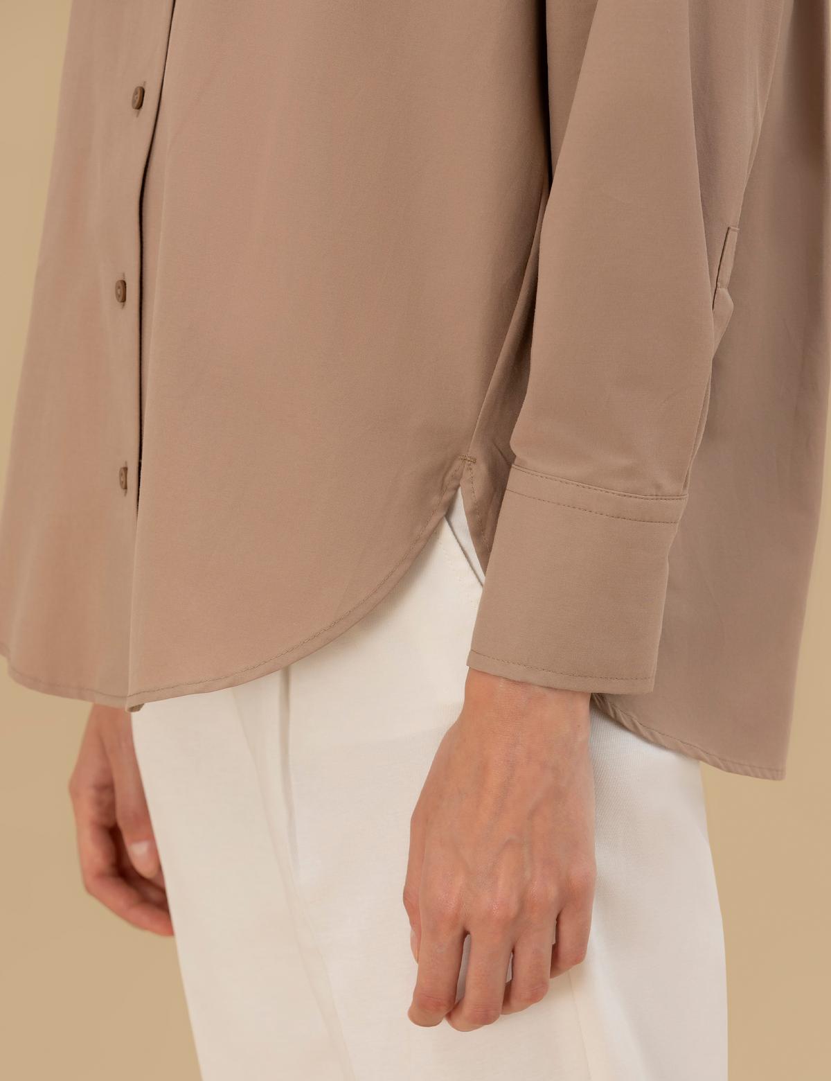 Camel Oversize Uzun Kollu Gömlek - 50262540036