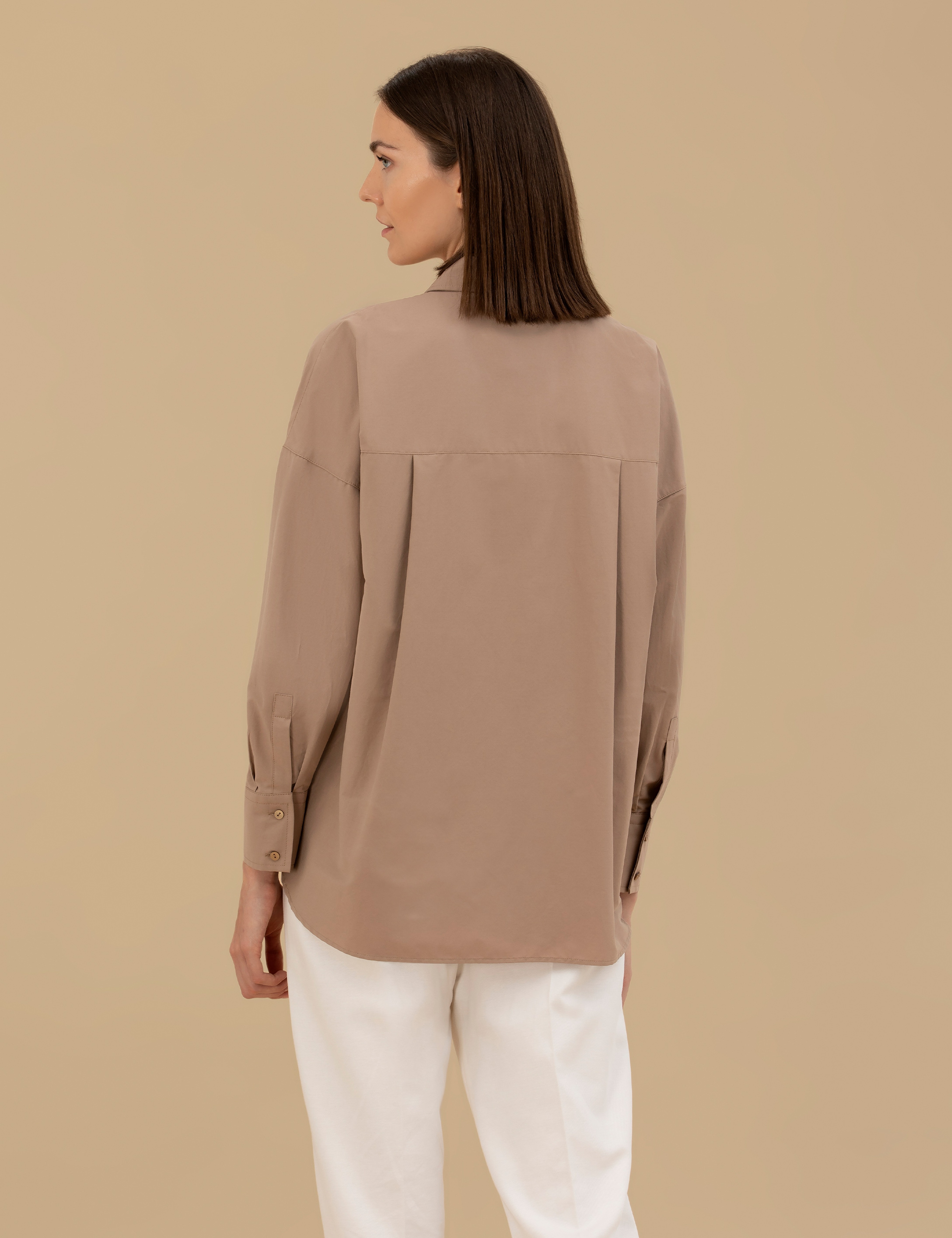 Camel Oversize Uzun Kollu Gömlek - Image 5