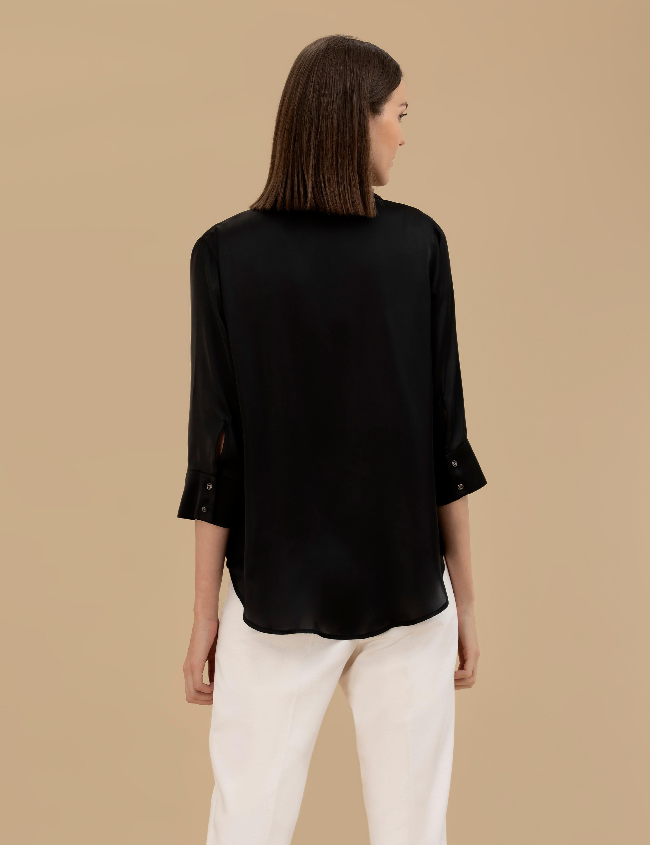 Siyah Comfort Fit Saten Gömlek