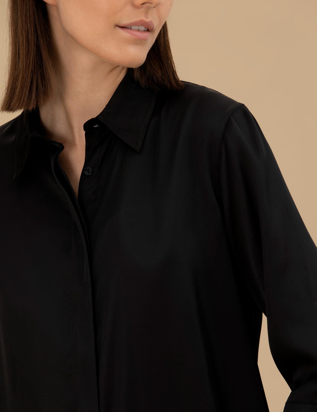 Siyah Comfort Fit Saten Gömlek - 50262890026