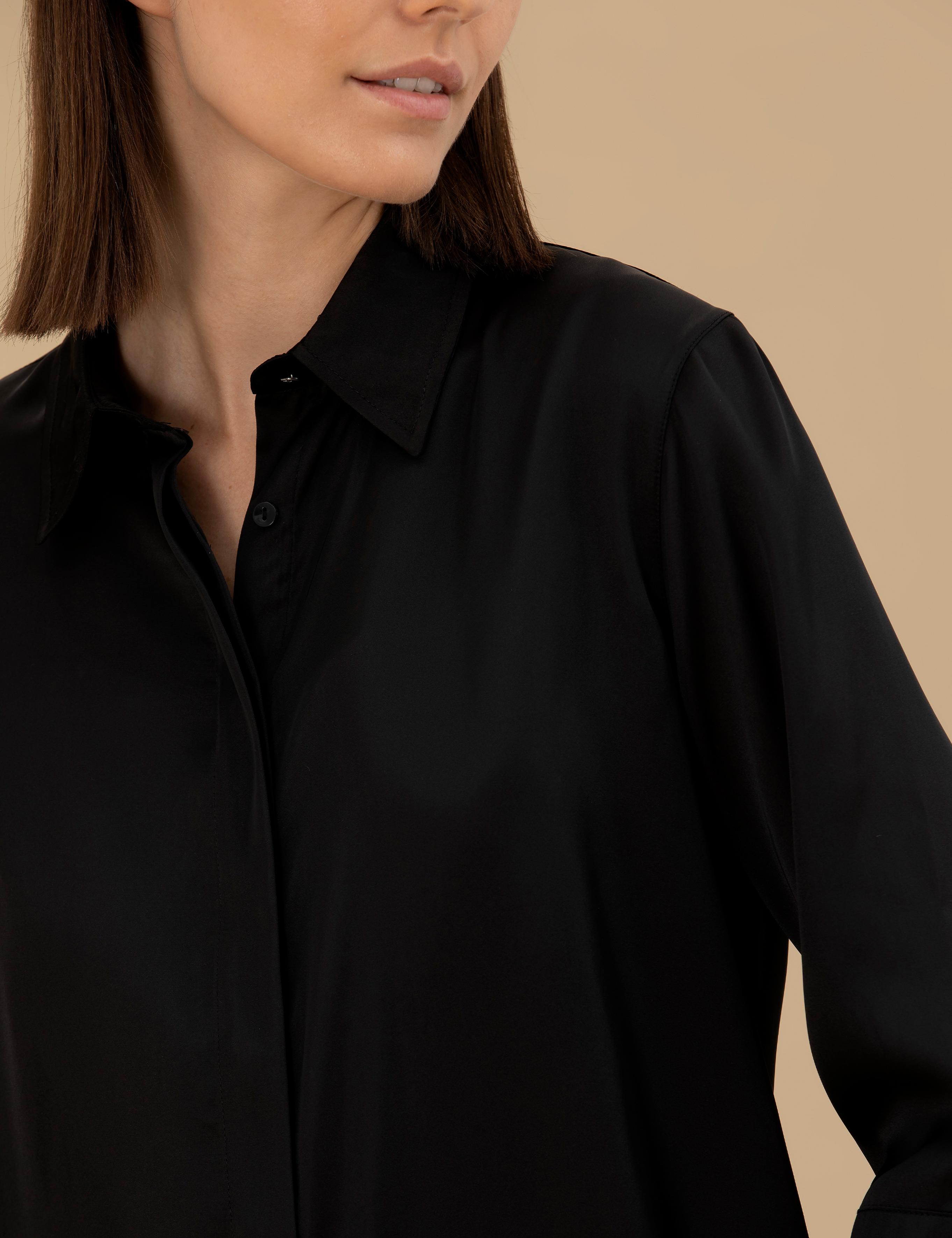 Siyah Comfort Fit Saten Gömlek