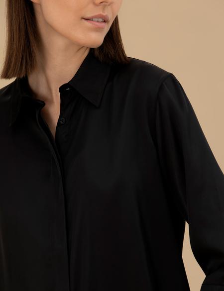 Siyah Comfort Fit Saten Gömlek - 50262890026