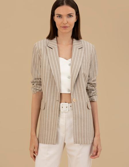 Bej Keten Karışımlı Comfort Fit Ceket - 50263093016