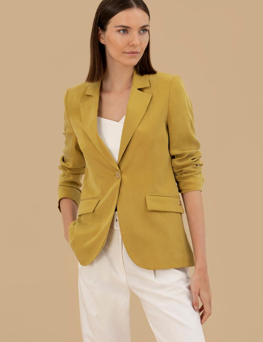 Yeşil Kupro Regular Fit Ceket