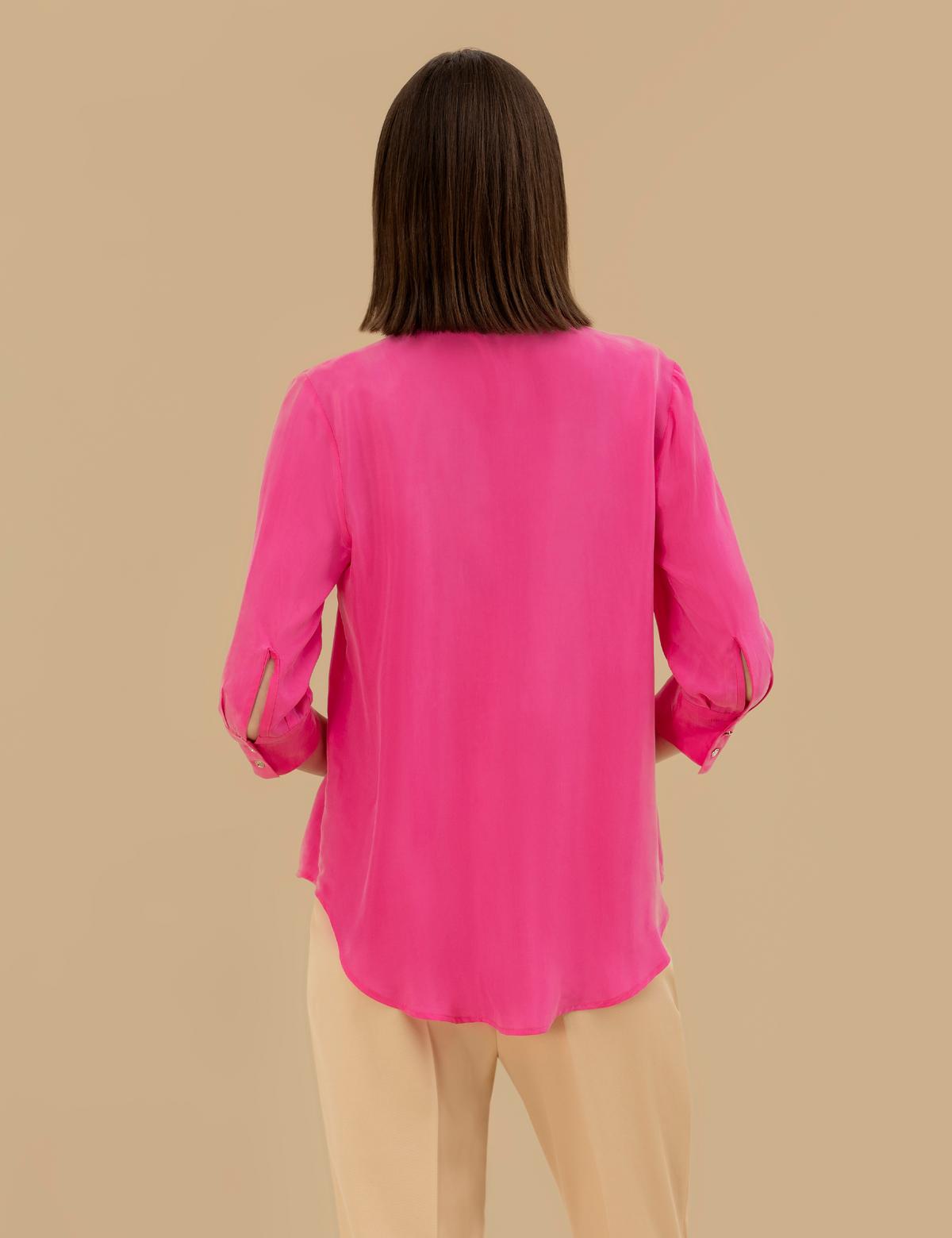 Fuşya  Cupro Comfort Fit Uzun Kollu Gömlek - 50262538008