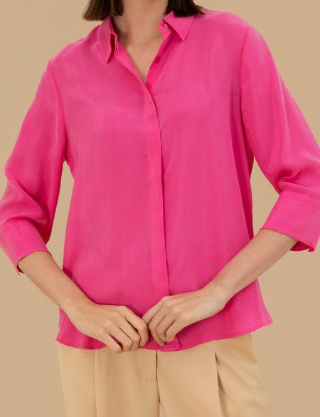Fuşya  Cupro Comfort Fit Uzun Kollu Gömlek - 50262538008