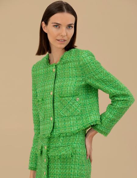 Bisiklet Yaka Crop Tüvit Ceket - 50263103027