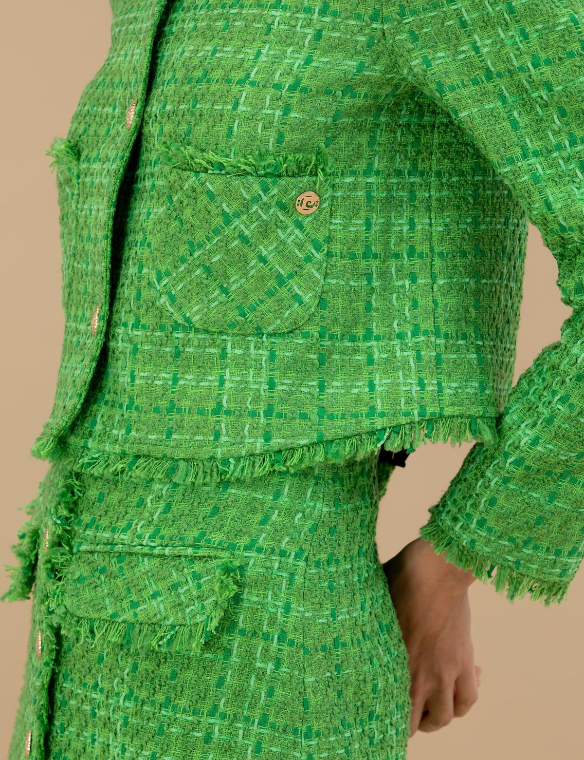 Bisiklet Yaka Crop Tüvit Ceket - 50263103027