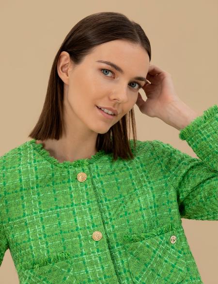 Bisiklet Yaka Crop Tüvit Ceket - 50263103027