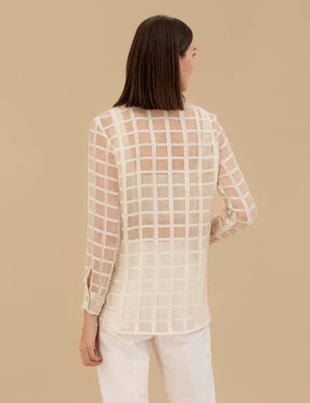 Krem  Transparan Comfort Fit Uzun Kollu Gömlek - 50262542018