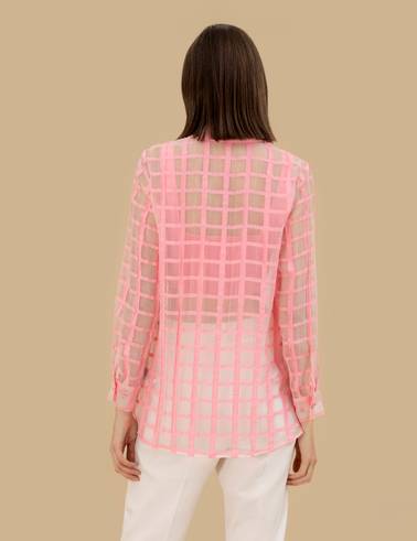 Pembe Transparan Comfort Fit Uzun Kollu Gömlek