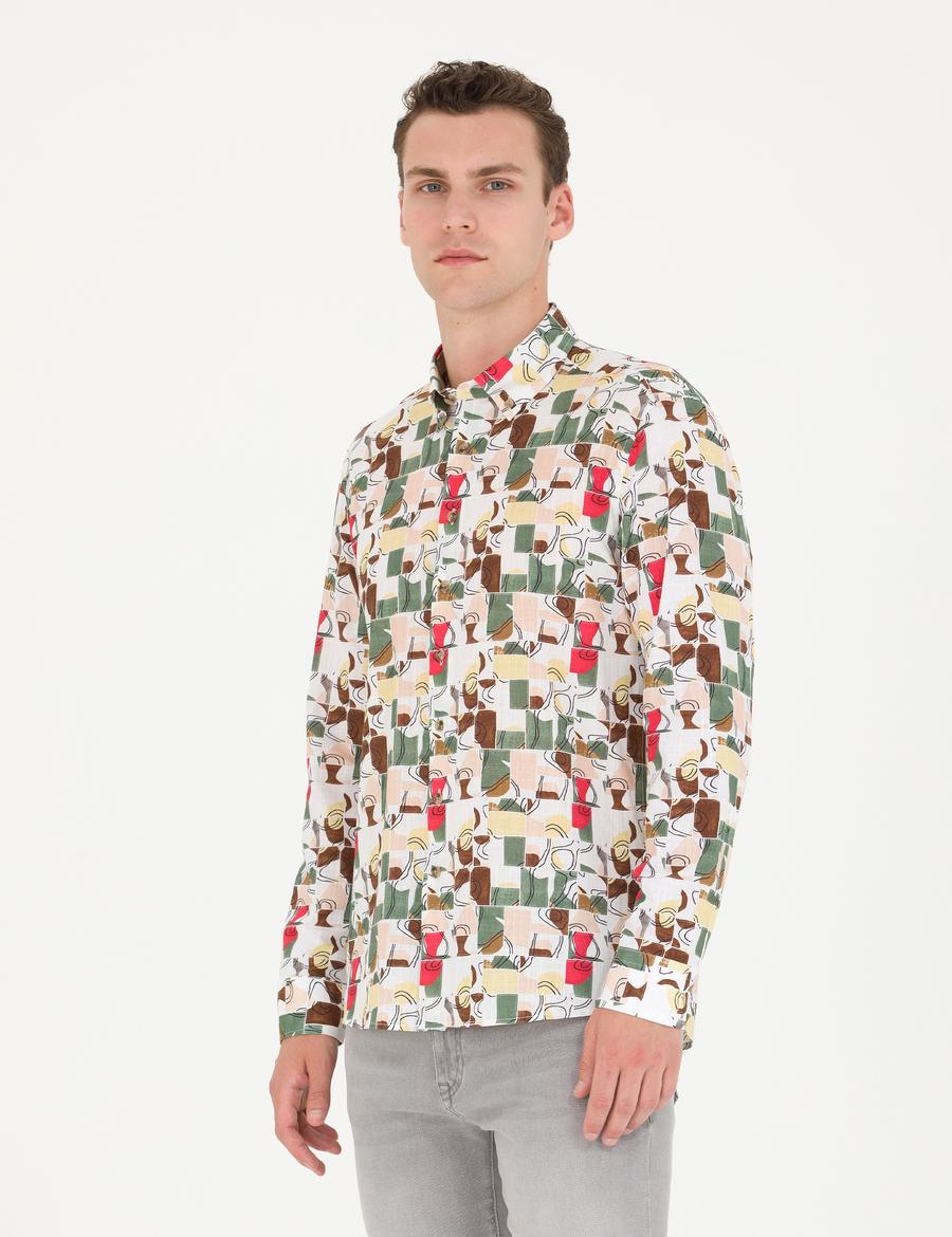 Haki Regular Fit Uzun Kollu Gömlek