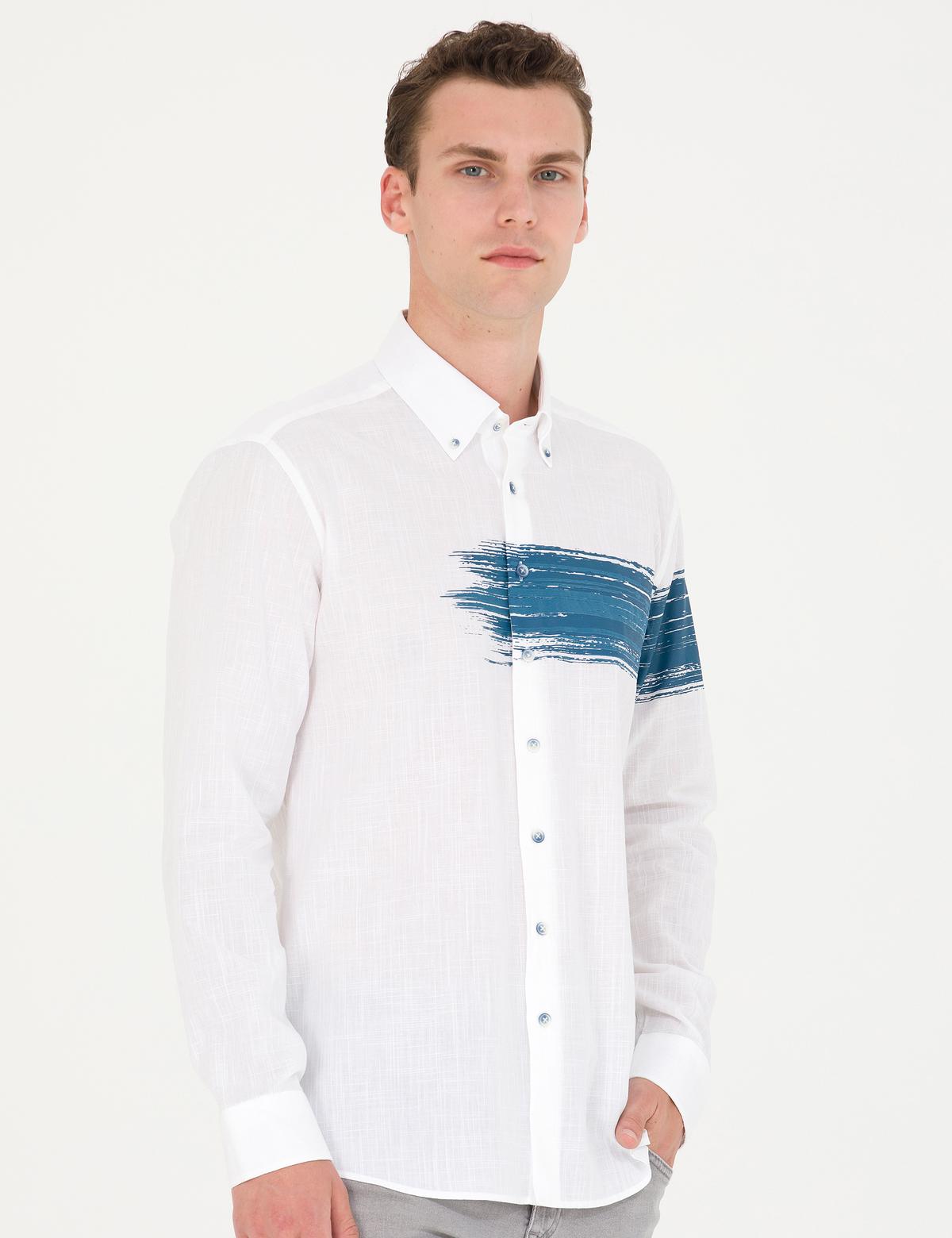 Lacivert Regular Fit Uzun Kollu Gömlek - 50265591048