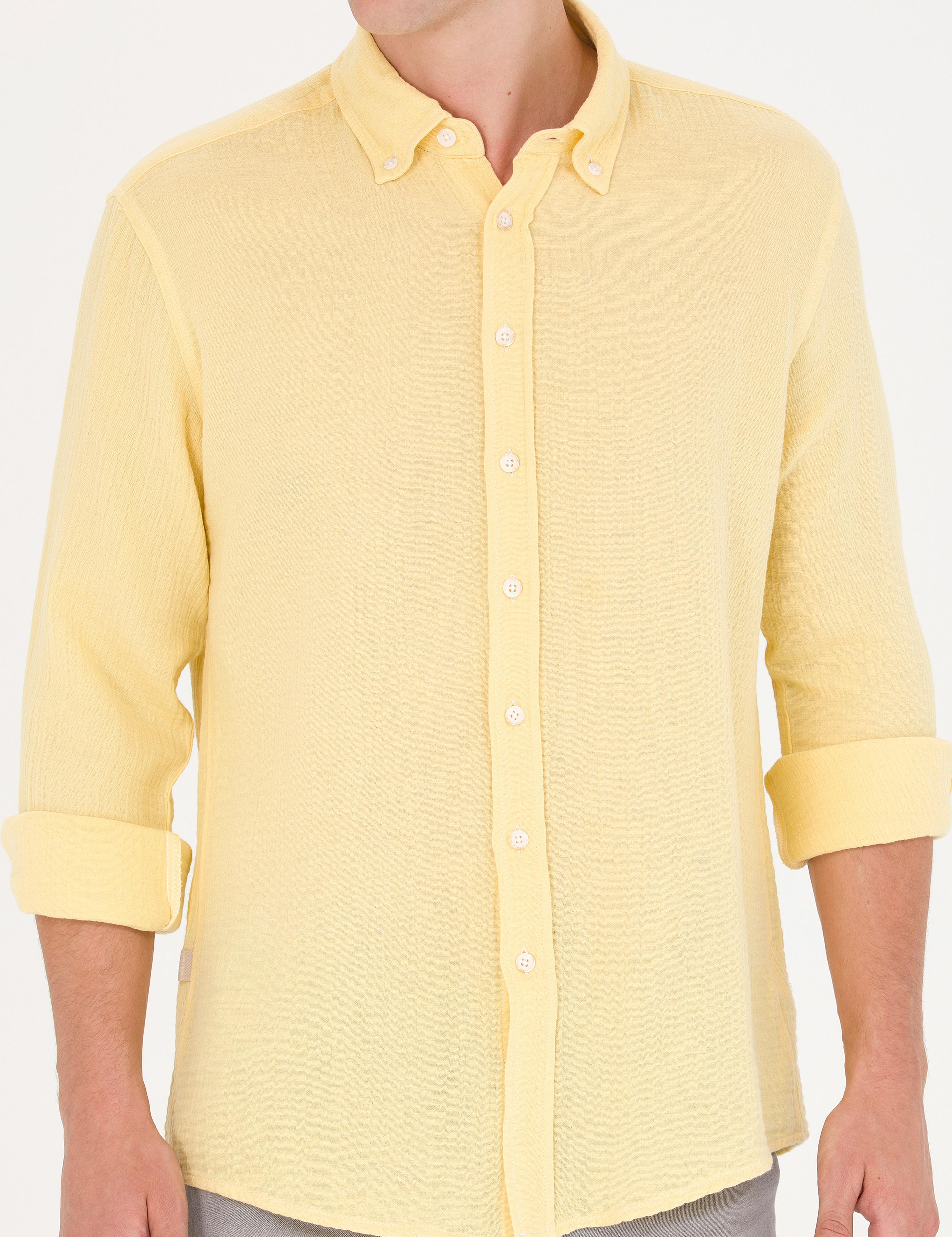 Sarı Regular Fit Uzun Kollu Gömlek