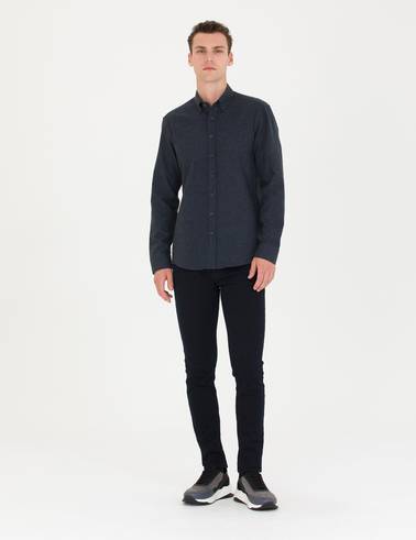 Lacivert Slim Fit Uzun Kollu Gömlek