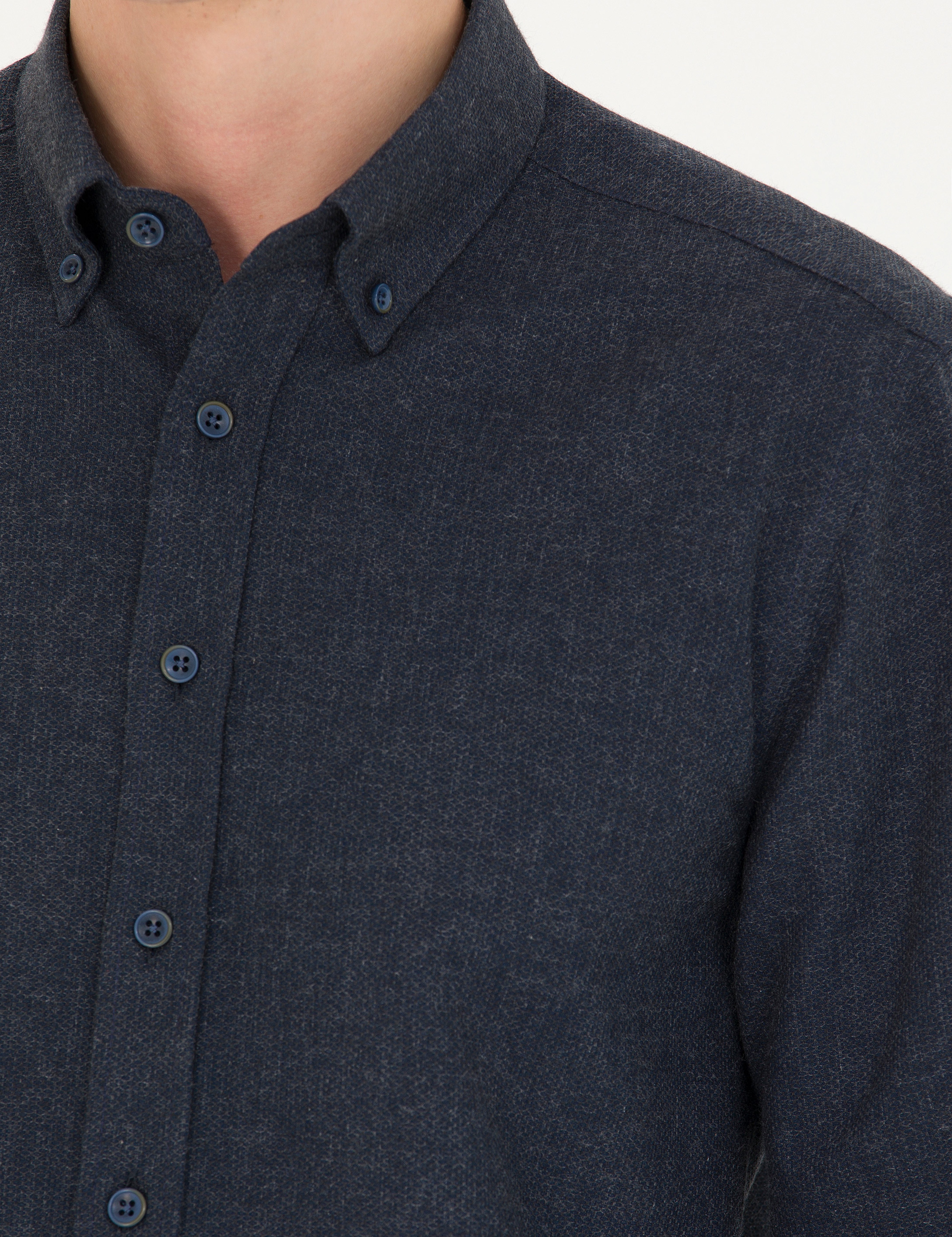 Lacivert Slim Fit Uzun Kollu Gömlek - Image 7