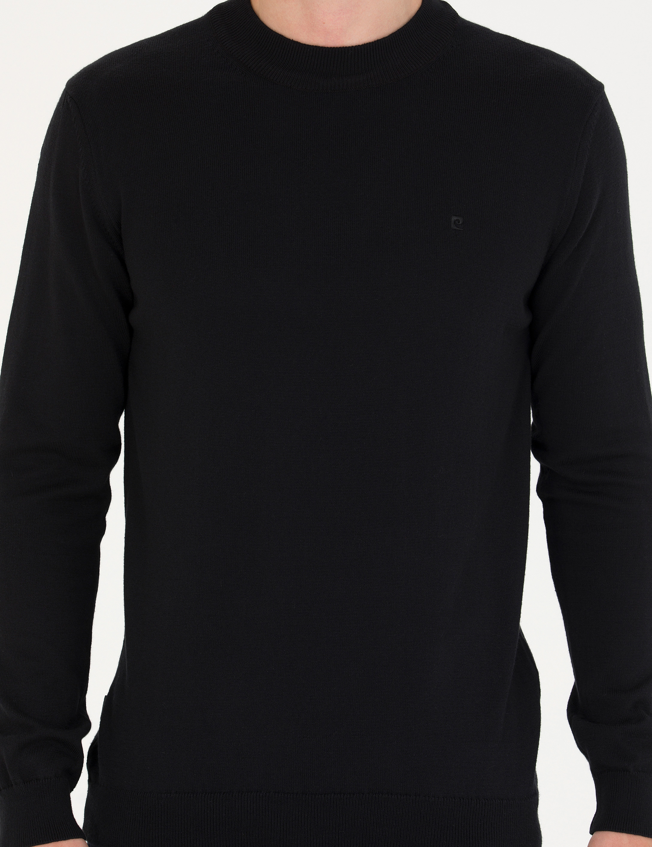 Pierre Cardin Siyah Slim Fit Çeyrek Yaka Basic Triko Kazak görsel 6