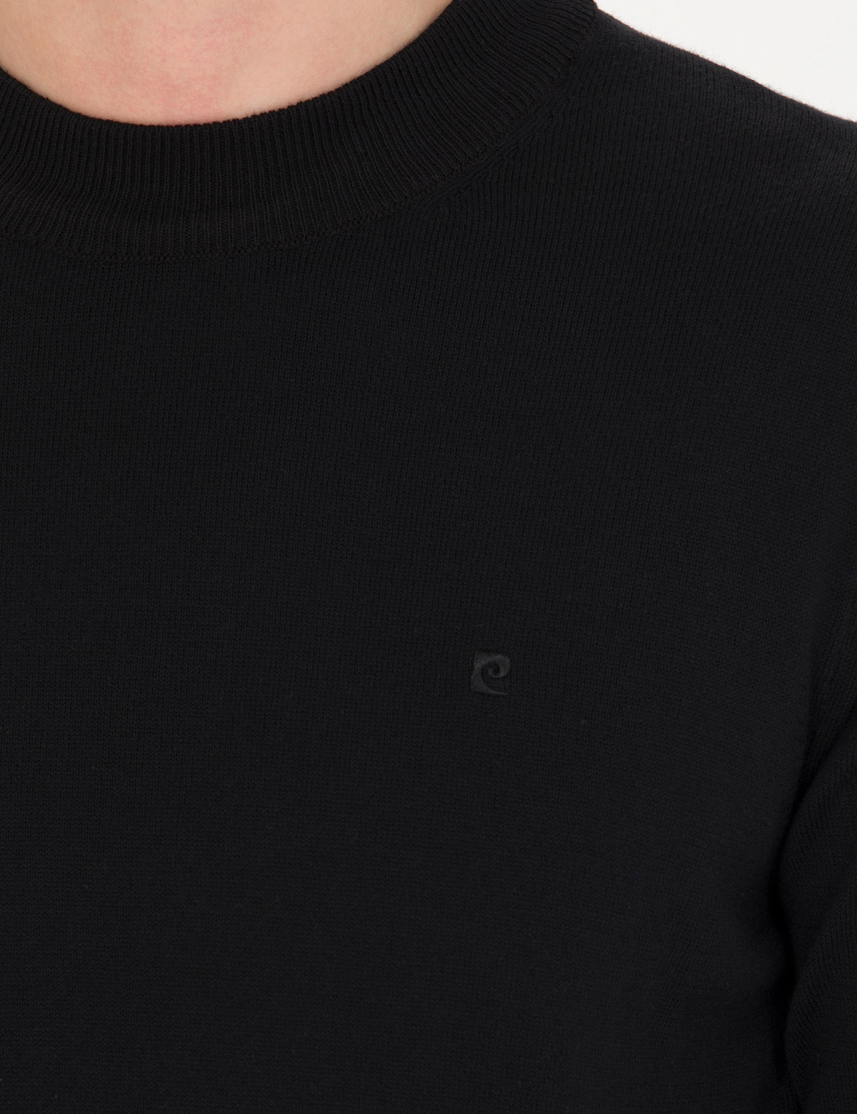 Siyah Slim Fit Yarım Balıkçı Yaka Basic Triko Kazak